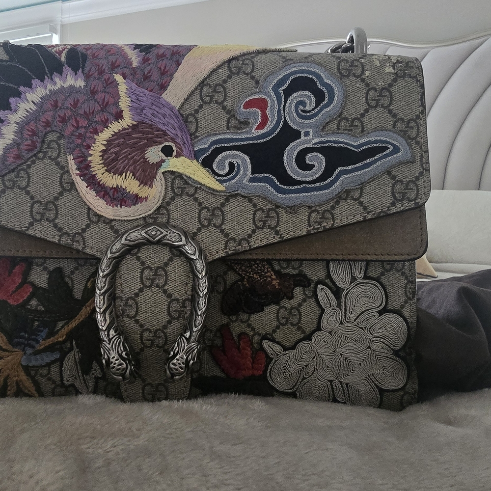 Gucci Women's Gray and Multicolor Embroidered Shoulder Bag - Picture 7 of 7